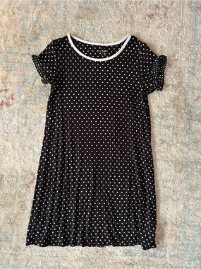 kate spade Black Polka Dot Short Sleeve Dress with White Trim